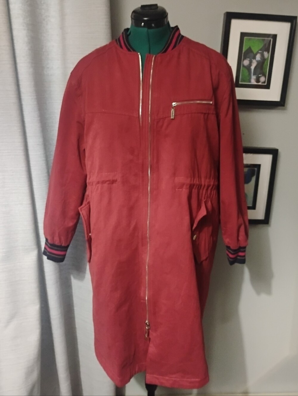 Longline Bomber Jacket in Red by Lisou Sz XL NWT